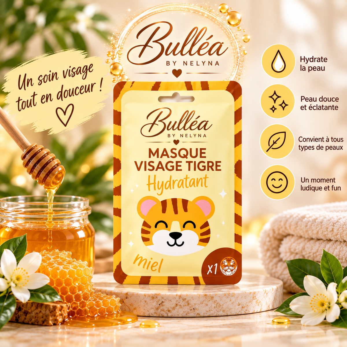Masque Visage en Tissu Tigre