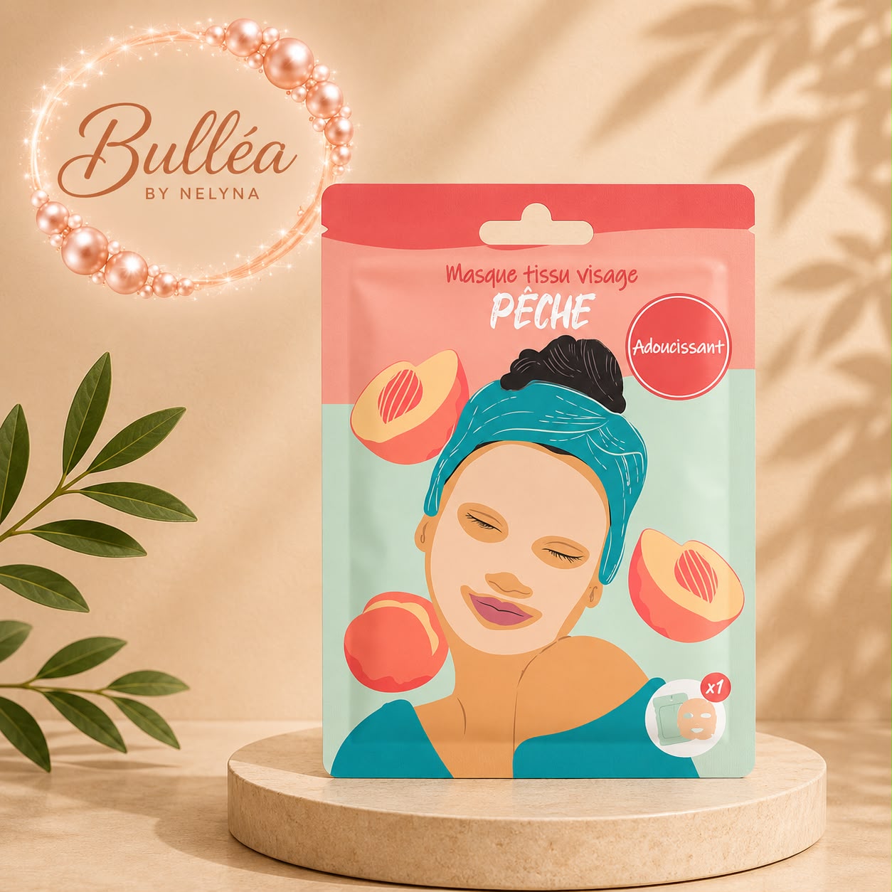 Masque Visage en Tissu Pêche